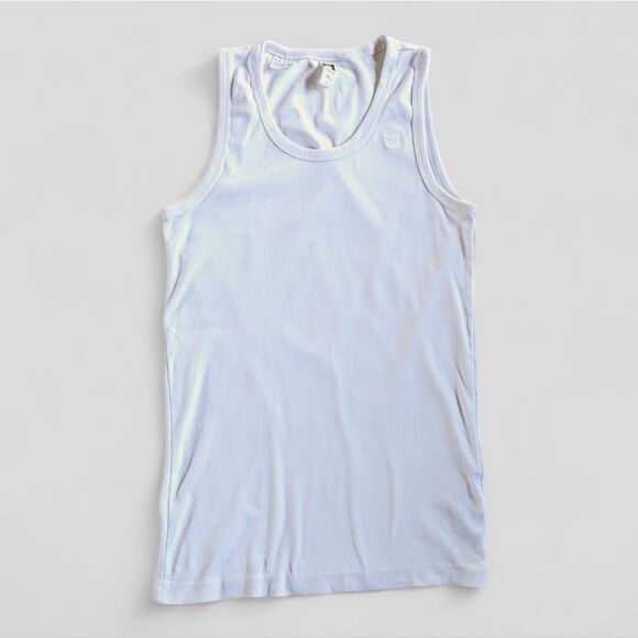 G-star Raw Women's Sleeveless Cotton Logo Tank Tops Sz S in Navy and White - Picture 5 of 16
